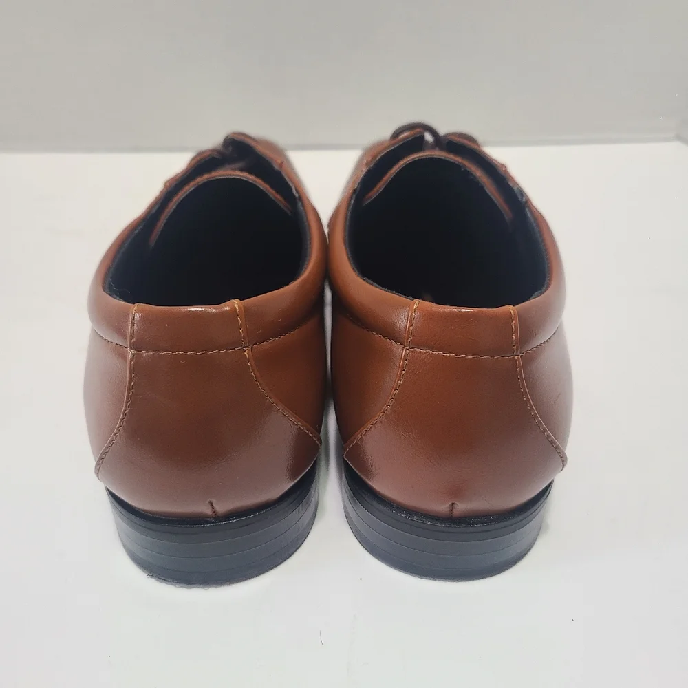 Alfani Andrew Classic Dark Tan Leather Men's‎ Dress Shoes Size 8.5